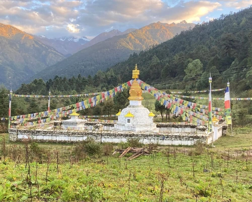 Beautifully Decorated White Stupa