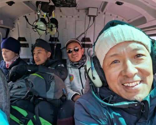 Flying Out From Everest Region In Chopper