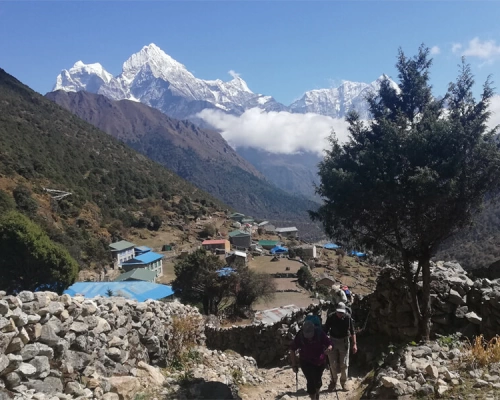 Mount Thamserku And Kusumkhangkar In The Back Ground