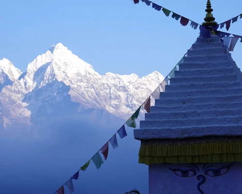 Mountain Adding Beauty To The Buddha Eye Stupa 