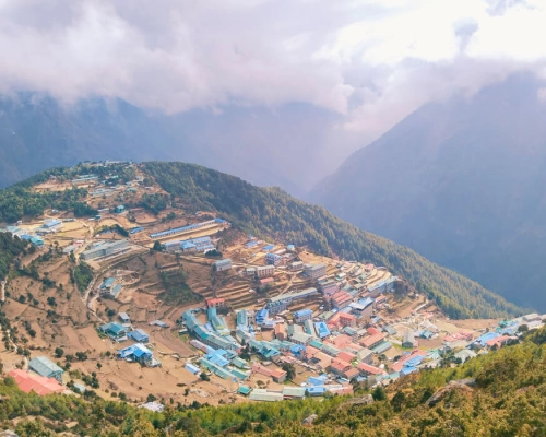 Namche From Uptrail To Syangbouche